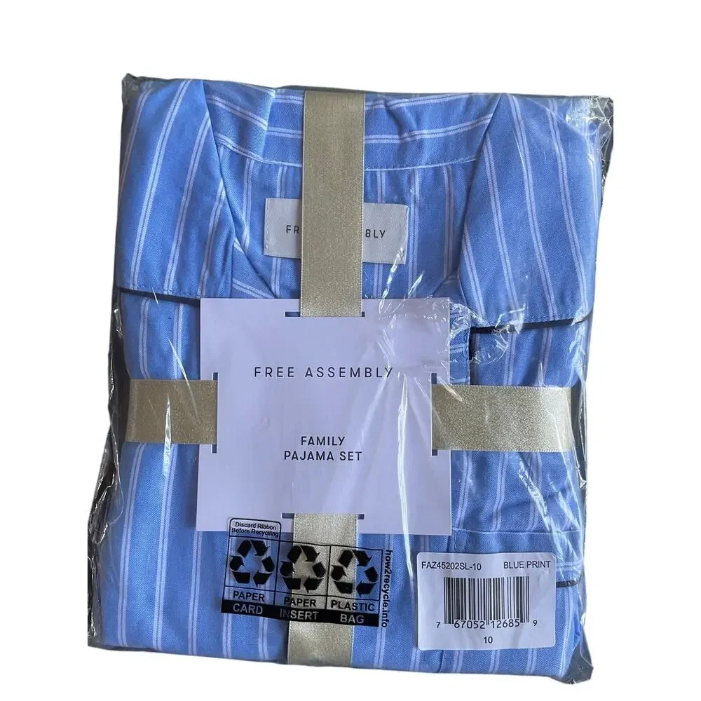 Kids 100% Cotton Blue Stripe Pajama Set Unisex Size 10